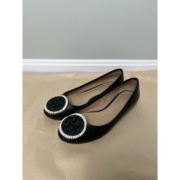 TORY BURCH Black Chelsea Leather Ballet Flats Shoes Womens Sz 6 M‎ Original Box - Picture 5 of 15
